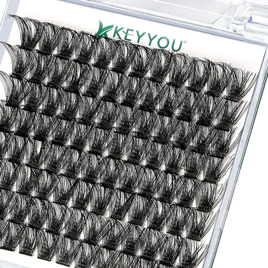 Lash Clusters 96pcs Individual Lashes D Curl 18mm Cluster Lashes KEYYOU Volume Wispy Lash Extension Soft&Comfortable Easy DIY at Home(Y03 D-18mm)