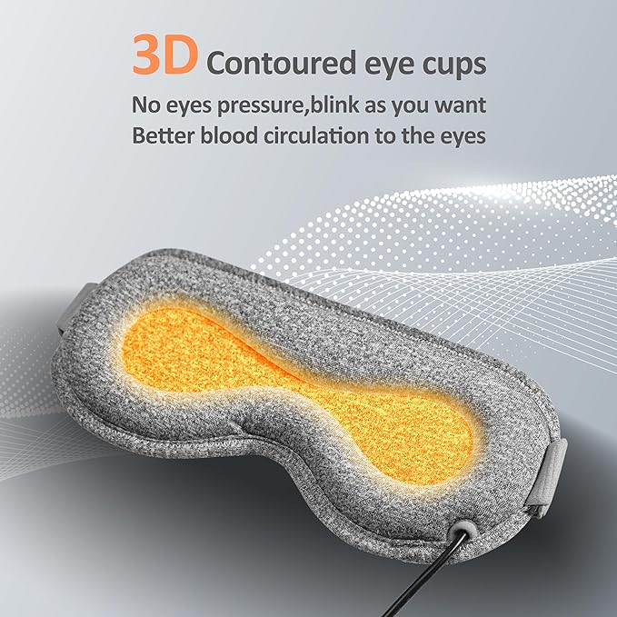 Heated Eye Mask for Dry Eyes, ingeware Eyes Heating Pad with Temperature Timer Control Warm Eyes Compress (Dark Grey)