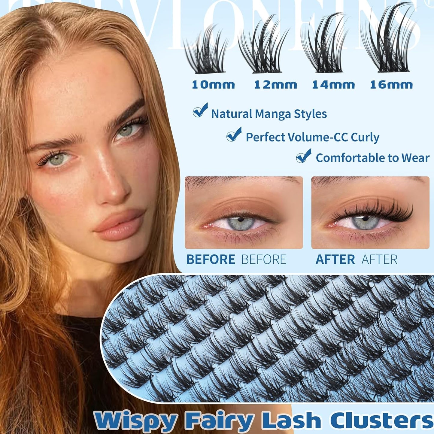 Wispy Lash Clusters Manga Cluster Eyelash Extensions DIY Individual Lashes Clusters with Spikes Natural Eyelash Clusters Fairy Cluster Lashes 168Pcs Eye Lash Clusters by TNFVLONEINS