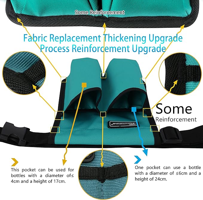 Massage Oil and Lotion Bottle Bag Holster for Therapists (Mail Green, 2 Bottle)