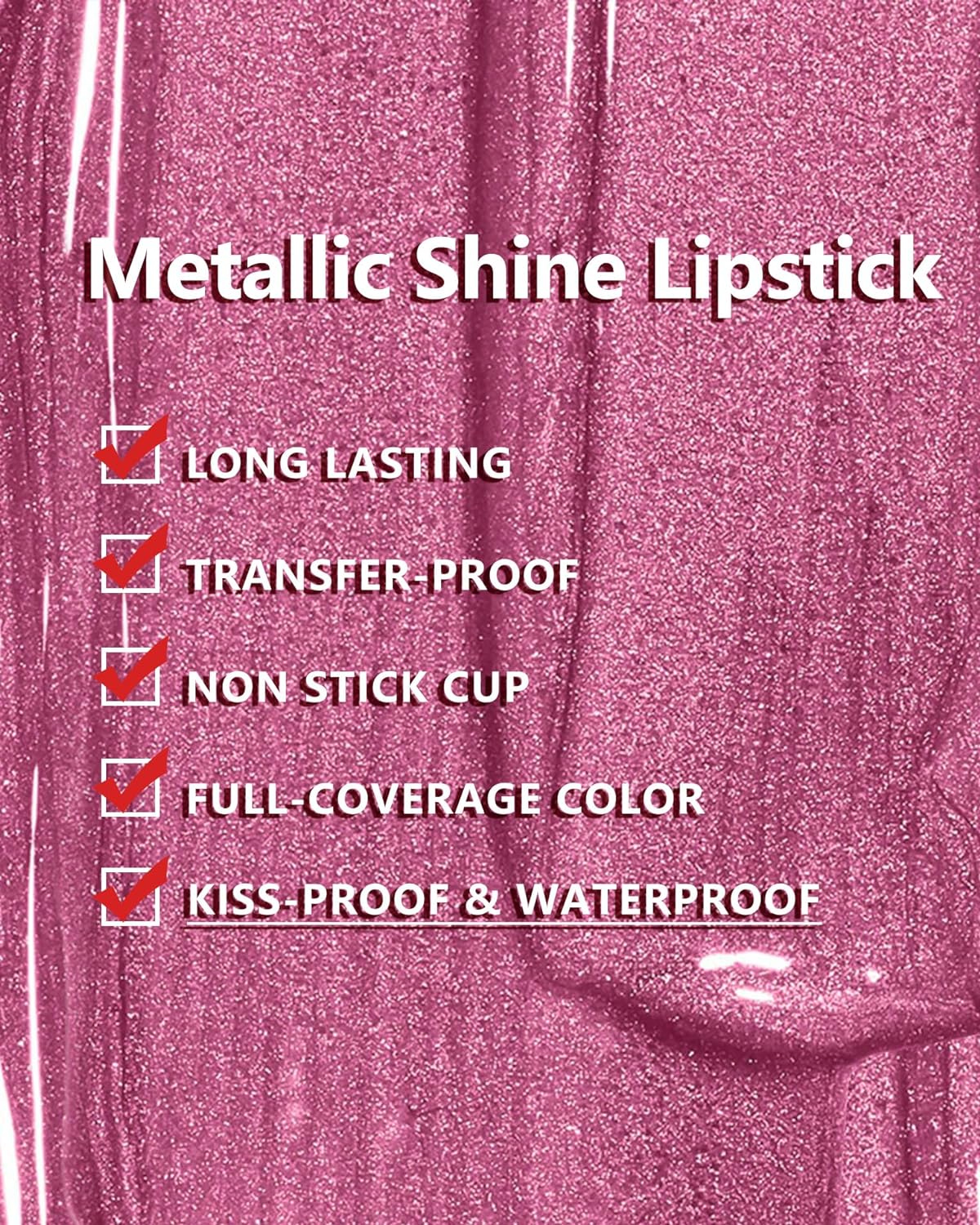 MAKI YIKA Red Lipstick for Women Metallic Lipsticks Glitter Long Lasting Lipstick No Smudge No Transfer Liquid Pink Lip Gloss (BR05 Victoria)