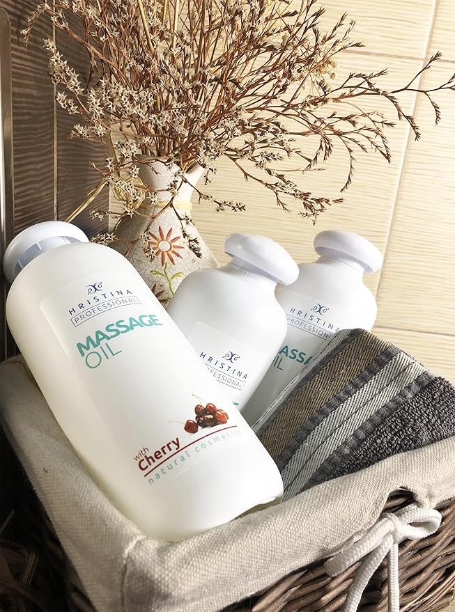 Massage Oil with Cherry Scent for Relaxing, Body Massage, Skin Care | Infused with Grape Seed, Sesame and Almond Oil | Sensual Massage Lotion moisturising for Massage,500ml