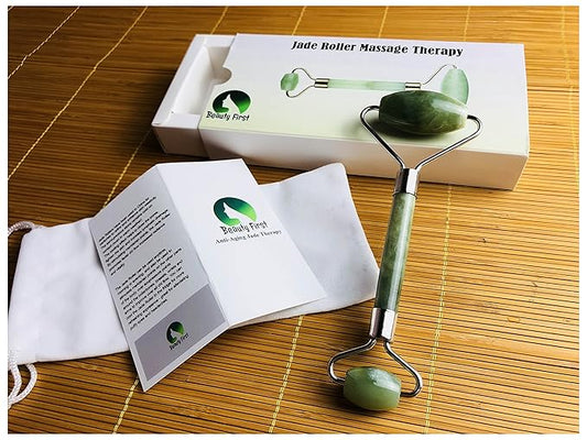 Jade Roller Therapy 100% Natural Jade Facial Roller Double Neck Healing Slimming Massage