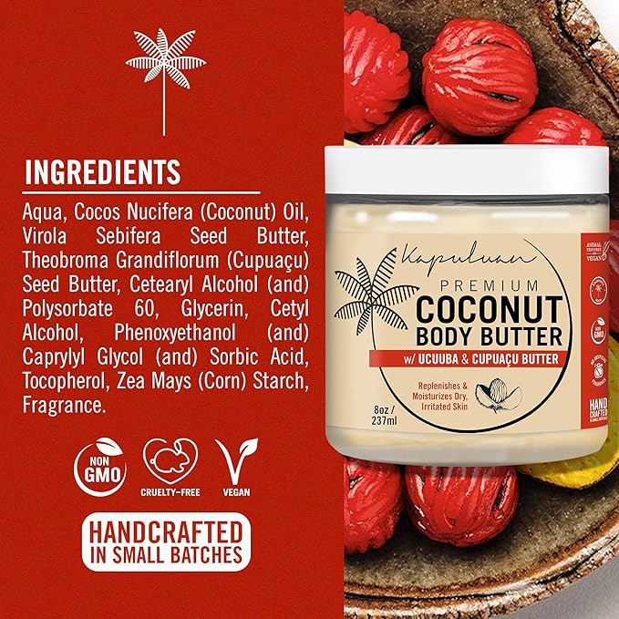 Coconut Body Butter for Women Dry Skin, Body Butter with All Natural Coconut Oil, Ucuuba Butter & Cupuaçu Butter,Body Cream Whipped Body Butter for Women (Tiger Orchid and Wild Cherry Scent)
