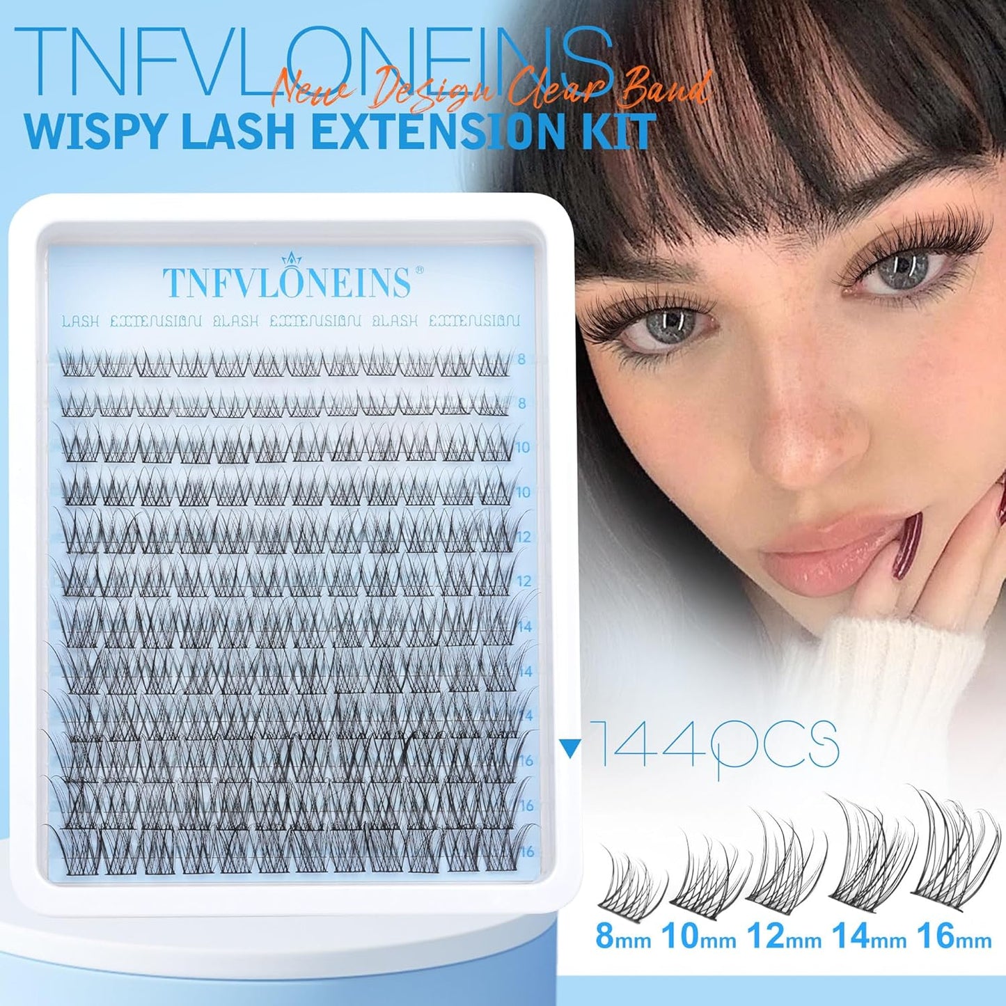 TNFVLONEINS Lash Clusters Kit Natural Lash Extension Kit Wispy Eyelash Clusters C Curl Eyelash Extension Kit Short Individual Lashes Clusters Eyelash Extensions Kit Waterproof Individual Lashes Kit