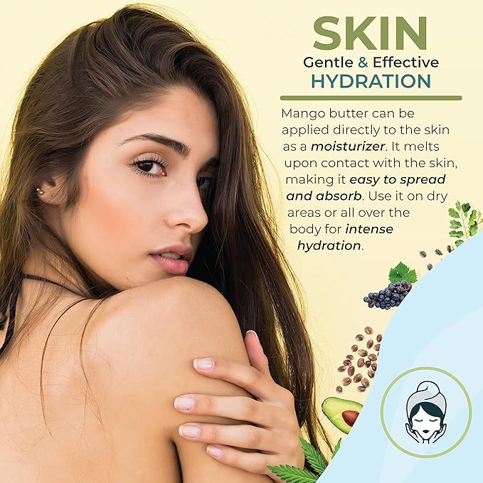 Zatural Mango Butter Organically Grown Mangos 100% Pure Cold Pressed Raw Creamy Butter (16 Ounce)