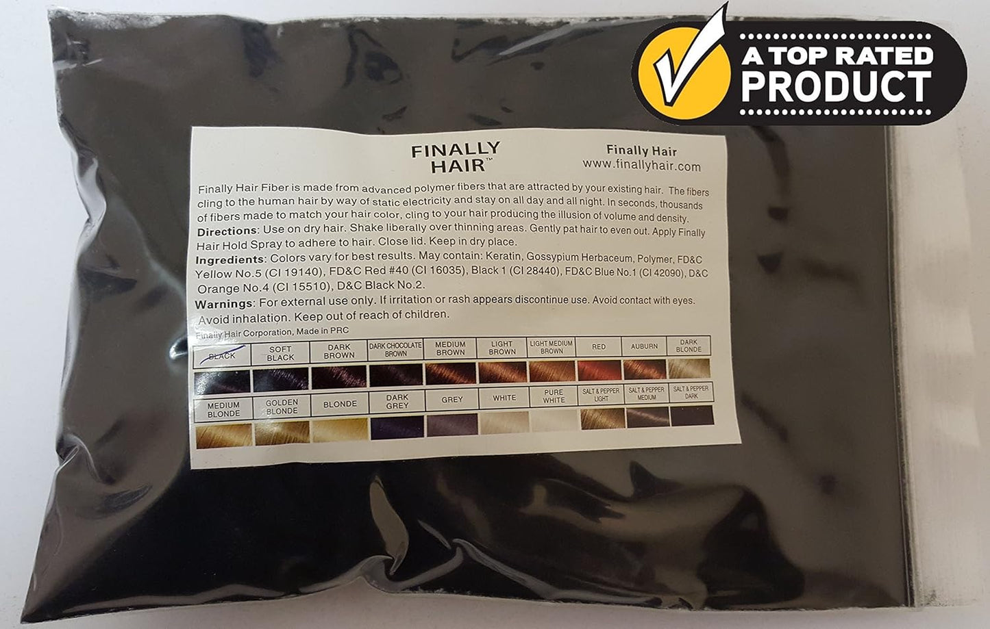 Finally Hair Hair Fiber Refill 100 Grams For Hair Loss Concealing by Finally Hair (Black)