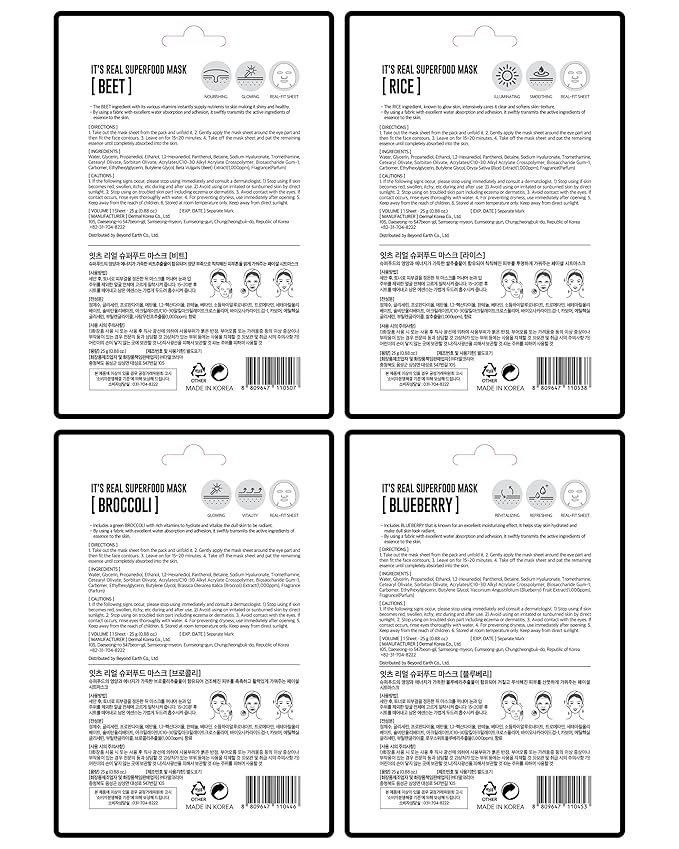 DERMAL Superfood Daily Fresh Care Assorted Sheet Mask Mega 10 Pack- Facial Sheet Mask for Glowing Refreshing Skin - Moisturizing Sheet Masks for All Skin Types' Face Enriched with Natural Ingredients