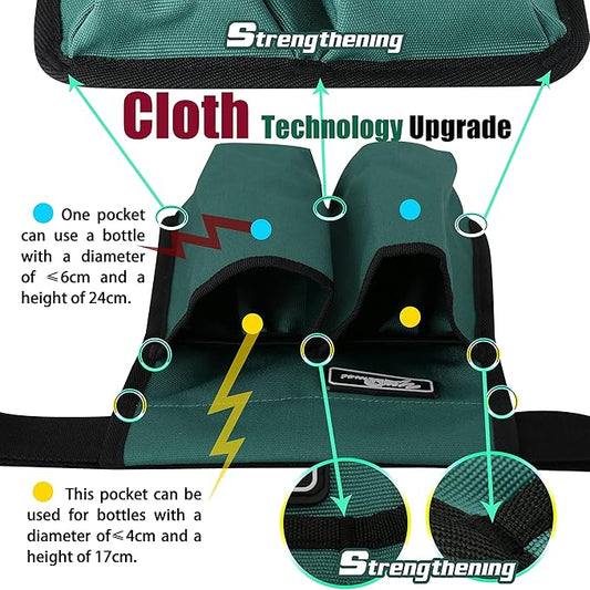 Massage bottle holster -2 adjustable massage oil bottle pack (2 Bottle, Green)