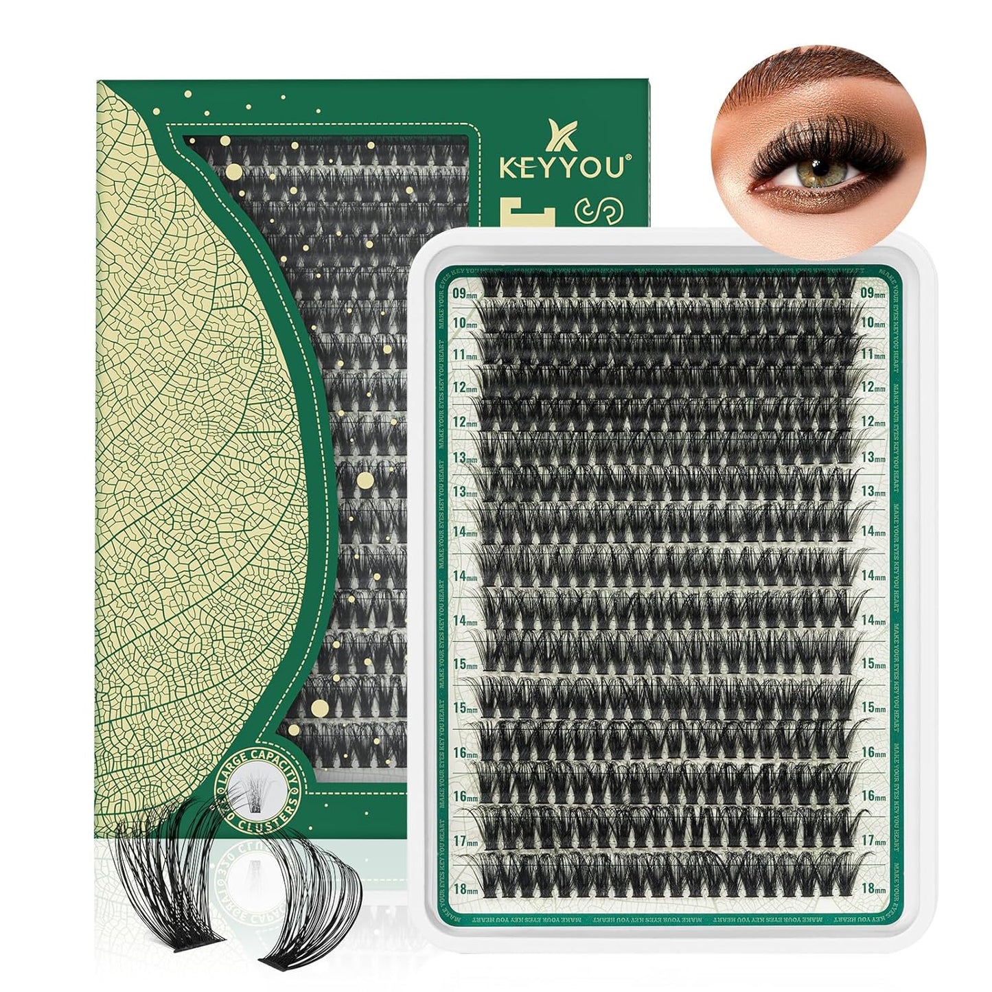 Lash Clusters 280Pcs Eyelash Clusters KEYYOU 80D 0.05D Curl 9-18MIX Clusters Lashes Super Soft Cluster DIY Eyelash Extension at Home(80D-0.05D,9-18MIX)