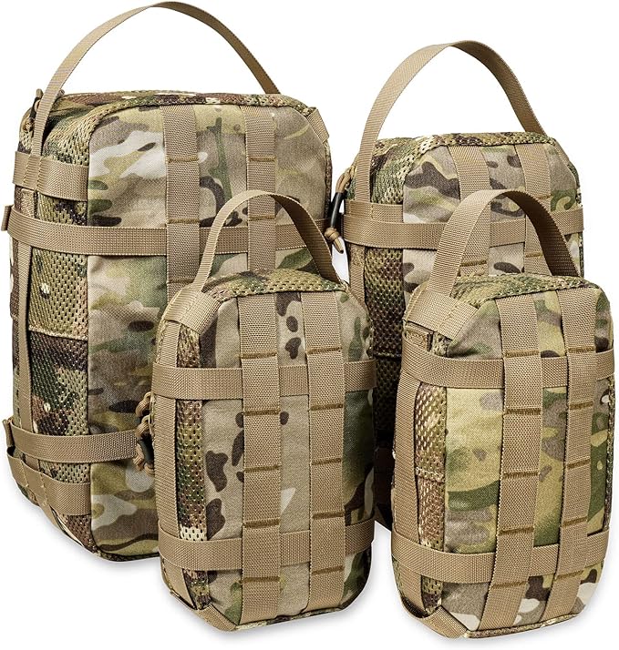 4 Set Tactical Packing Cubes ，Compressible Mesh Duffle Storage Bag,Portable Edc Molle Pouch Organizer.