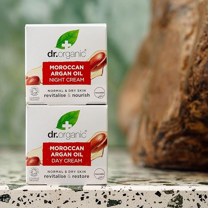 Dr. Organic Moroccan Argan Oil Night Cream | Nourishing Overnight Therapy Cream, For Normal to Dry Skin, Vegan, Natural, Certified Organic, Paraben & SLS-Free, 50 mL/ 1.7 fl oz