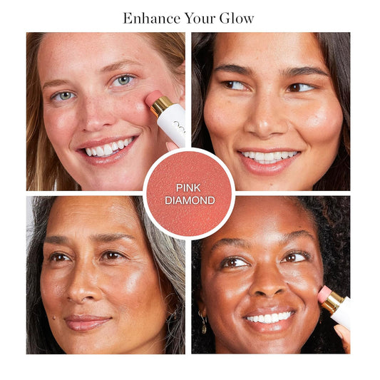 Ogee Sculpted Face Stick (PINK DIAMOND - MATTE NEUTRAL PINK) Certified Organic Blush Stick - Multi-Use Cream Blush & Highlighter Stick