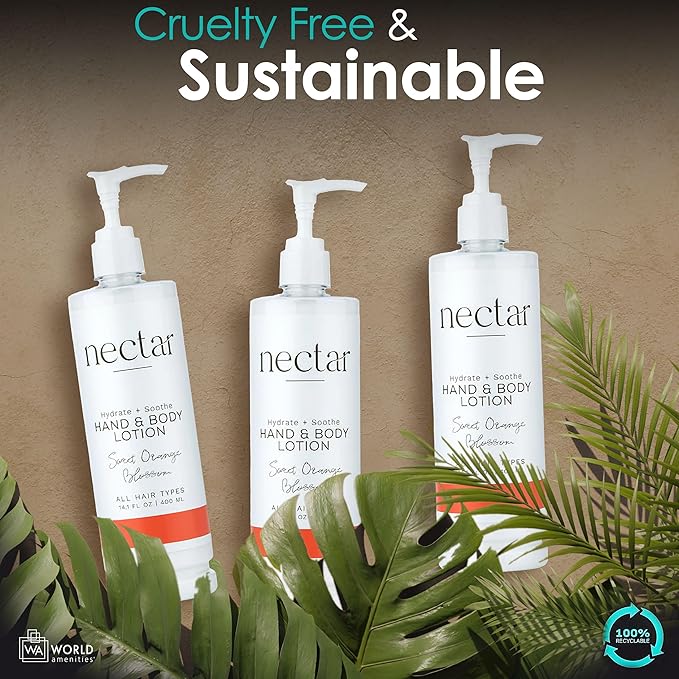 Nectar Pump Bottle Hand and Body Lotion - Moisturizing Lotion with Fresh Fragrance of Orange Flowers