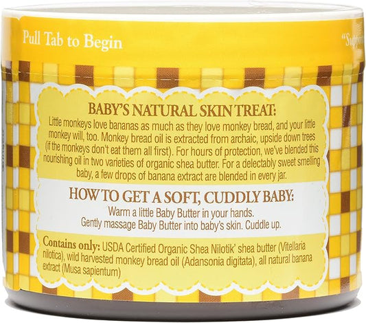 Shea Terra Organics Mama and Baby Collection | Bananas & Monkey Bread Baby Butter | Non Toxic All Natural Emollient with Baobab and Shea Butter for Cradle Cap, Rashes, Diaper Area and Dry Skin – 6oz