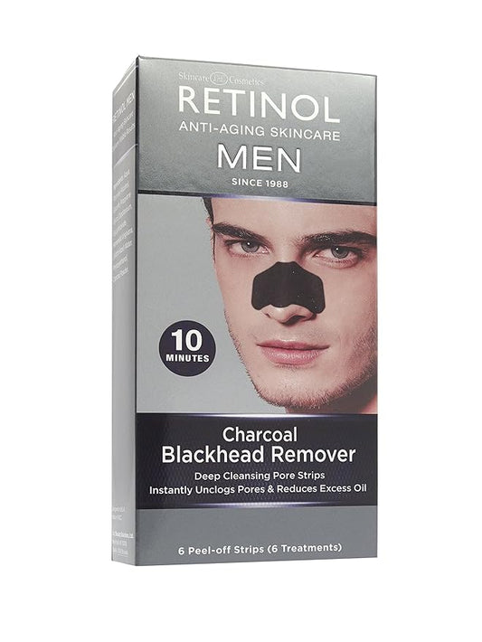 Retinol Men’s Charcoal Blackhead Remover – The Original Anti-Aging Peel-Off Cleansing Pore Strips – Unclogs Pores & Lifts Out Deep-Down Dirt, Oil & Blackheads In Just 10 Minutes