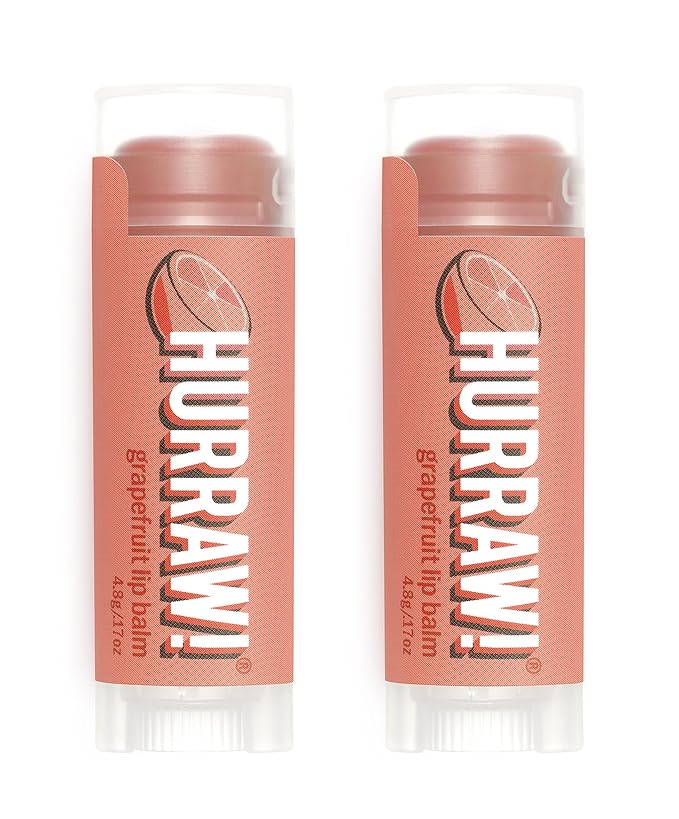 Hurraw! Grapefruit Lip Balm, 2 Pack: Organic, Certified Vegan, Cruelty and Gluten Free. Non-GMO, 100% Natural Ingredients. Bee, Shea, Soy and Palm Free. Made in USA