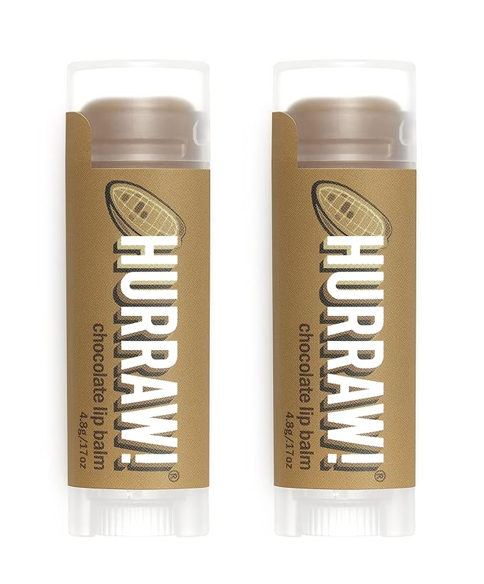 Hurraw! Chocolate Lip Balm, 2 Pack: Organic, Certified Vegan, Cruelty and Gluten Free. Non-GMO, 100% Natural Ingredients. Bee, Shea, Soy and Palm Free. Made in USA