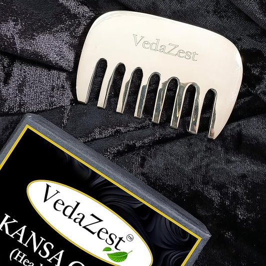 Bronze Kansa Gua Sha Massage Tool - Kansa Comb, Tendon Massage Scraper, Muscle Pain Relief, Scar Tissue Breakup, Hair Loss Prevention Massager