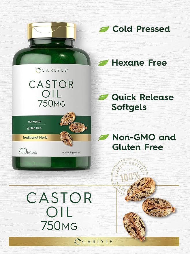 Carlyle Castor Oil 750mg | 200 Softgels | Traditional Herb | Non-GMO, Gluten Free Supplement