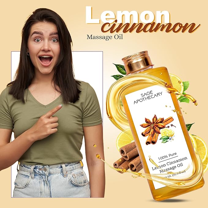 Lemon Cinnamon Massage Oil for Relaxed & Replenished Skin | No Parabens & Sulphates | Cruelty Free & Vegan Pure Natural Ingredients 500 ml