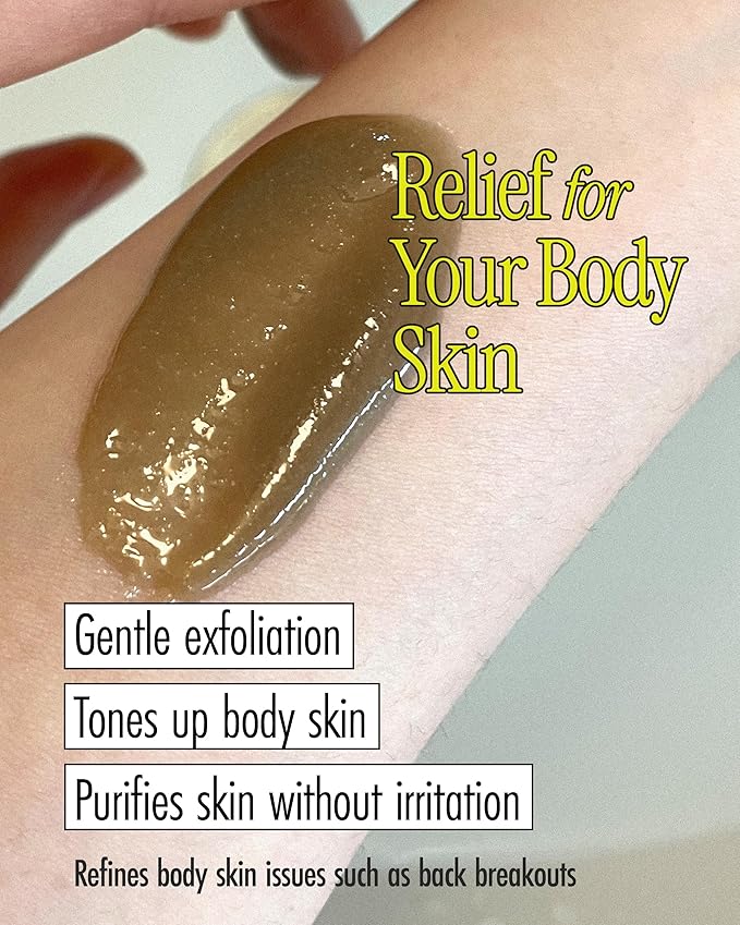 Relief Mud Secret Body Scrub | Korean Body Wash Scrub Exfoliator for Ingrown Hair & Razor Bumps | After Waxing Care Feminine Wash w/Brown Sugar | for Sensitive Skin (6.34 fl oz)