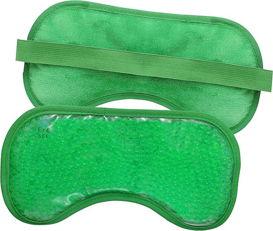 Eye See Plush Gel Eye Mask for Puffy Eyes, Green - Cold Eye mask to Treat Dark Circles, Sinuses, Dry Eyes, and for Allergy Relief - Microwave Safe for Heat Therapy