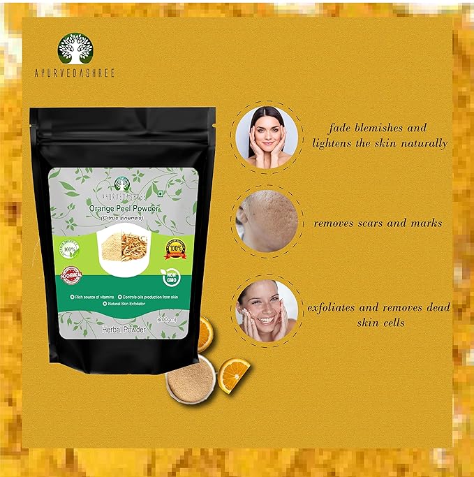 Orange Peel Powder 200 Gm - Skin and Nail Health, Rich in Vitamins C and D, Vegan and Vegetarian Friendly, All Natural, GMO Free, For Hair and Skin Care