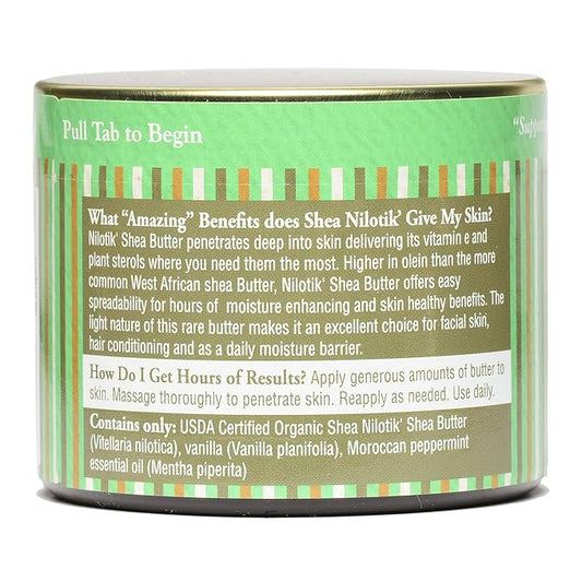 Shea Terra Organics 100% Organic Cold-Pressed Virgin Shea Butter – Marrakesh Menthe Vanilla | Natural Anti-Aging Daily Skin, Nails & Hair Cream for Dry Skin, Sore Muscles & Stretch Marks – 6 oz