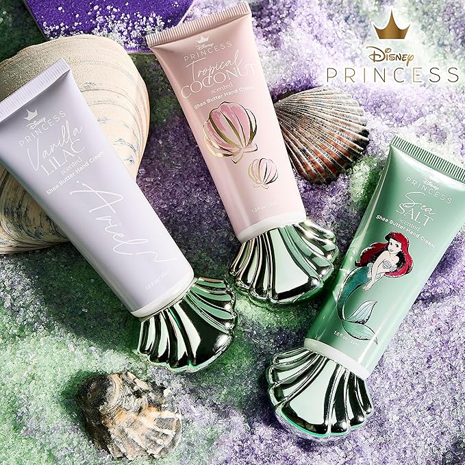 Belle Maison Disney Mermaid Ariel 3pc Hand Cream Set - Tropical Coconut, Sea Salt, Vanilla Lilac Scented, 30 ML / 1.01 FL OZ Each, Hand Cream Set