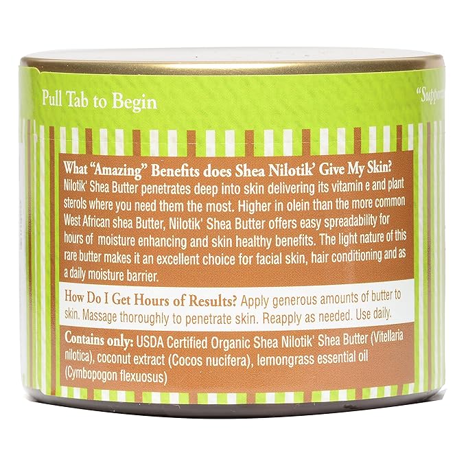 Shea Terra Organics 100% Organic Cold-Pressed Virgin Shea Butter – Coconut Lemongrass | Natural Anti-Aging Daily Skin, Nails & Hair Cream to Soften Dry Skin, Reduce Wrinkles & Stretch Marks – 6 oz