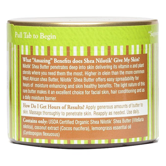 Shea Terra Organics 100% Organic Cold-Pressed Virgin Shea Butter – Coconut Lemongrass | Natural Anti-Aging Daily Skin, Nails & Hair Cream to Soften Dry Skin, Reduce Wrinkles & Stretch Marks – 6 oz